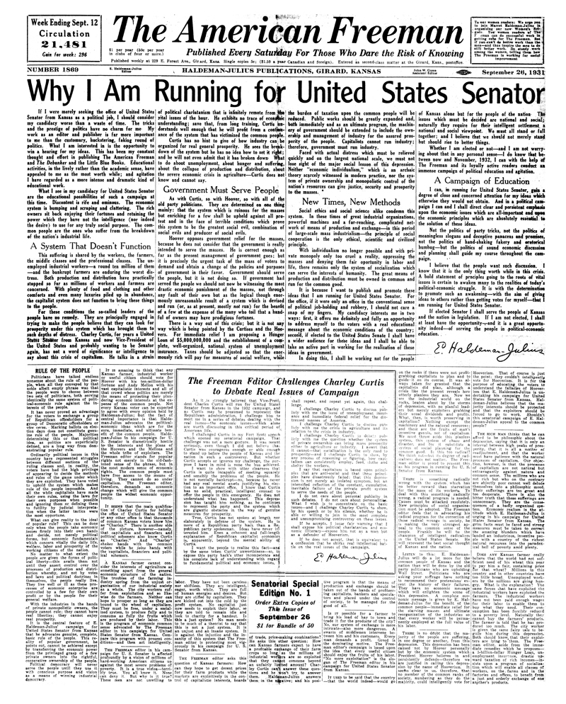 The American Freeman, Number 1869, Sept. 26, 1931